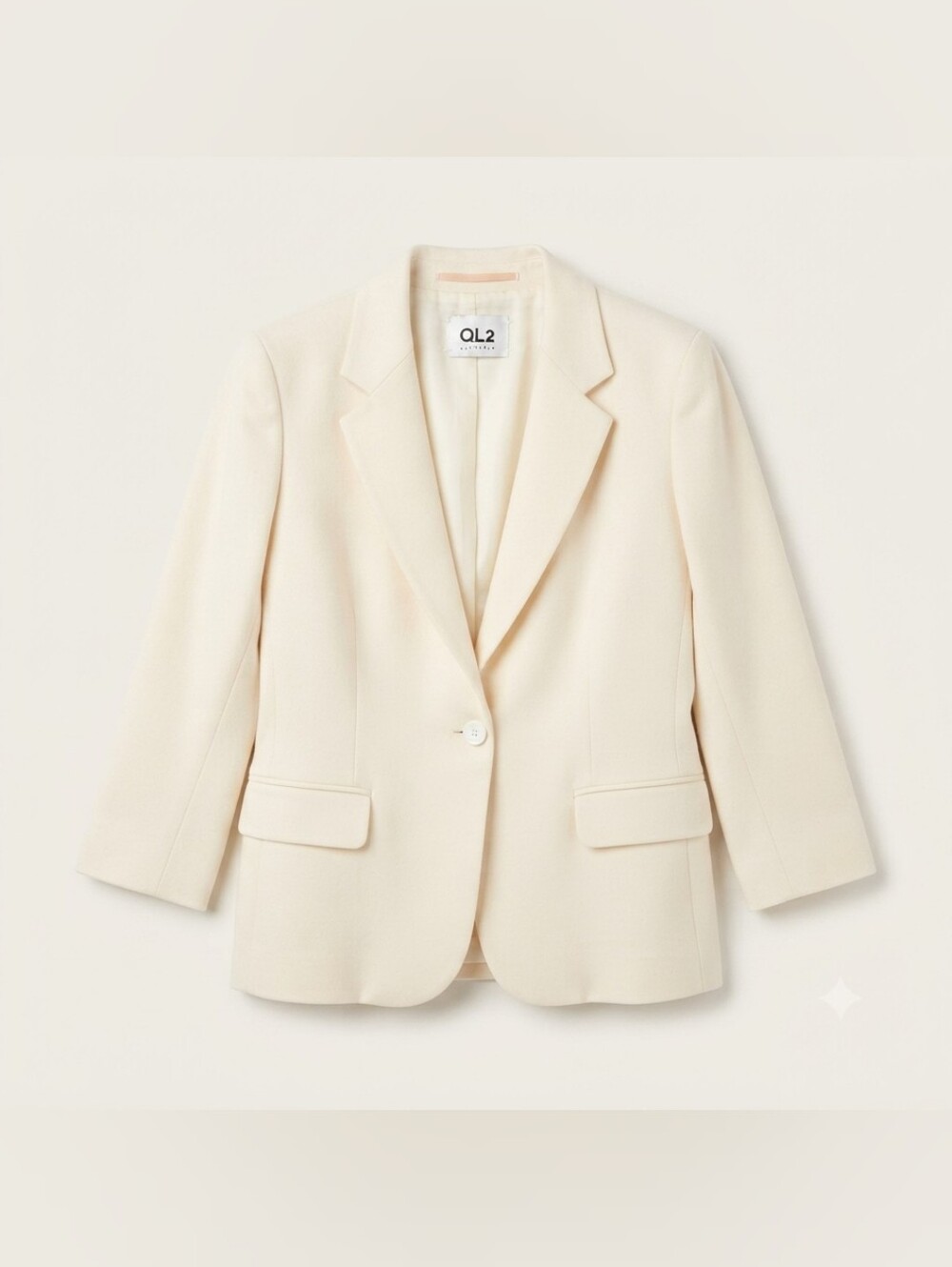 QL2 quelle due Made in Italy Virgin Wool Blazer Cream Ivory Size 46